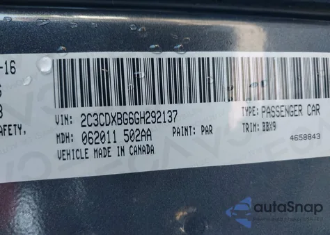 2016 Dodge Charger Se из США, поврежденный, VIN 2C3CDXBG6GH292137